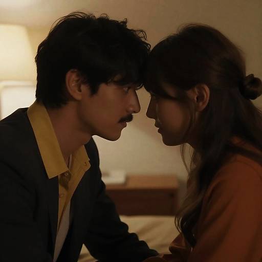 Intimate Close-Up of Couple in Warm Light