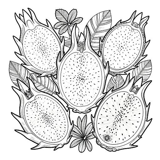 Intricate Dragon Fruit Coloring Pages