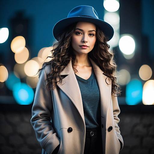 Moody City Portrait in Blue Hat