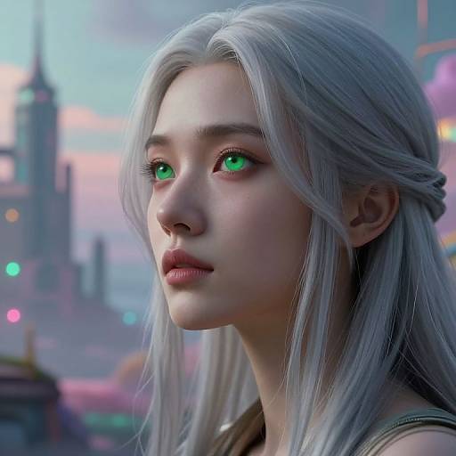 Surreal Portrait with Mesmerizing Green Eyes