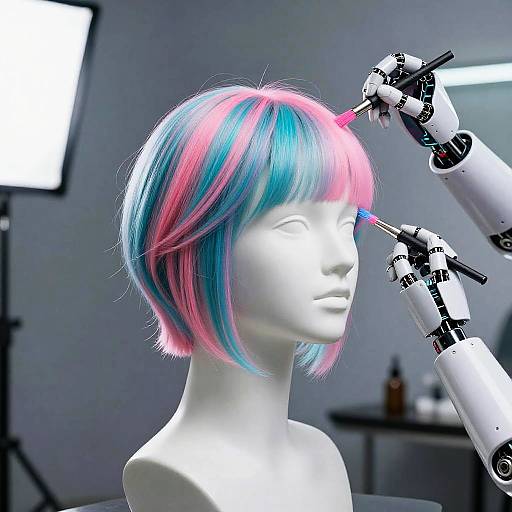 Cyberpunk Robot Hair Color Art