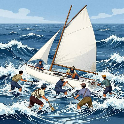 Fishermen Battling Stormy Seas