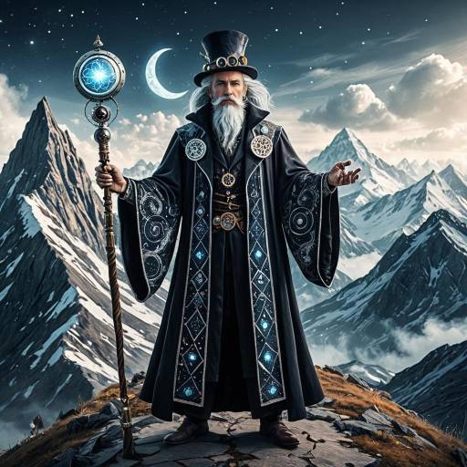 Cosmic Steampunk Magician Illustration