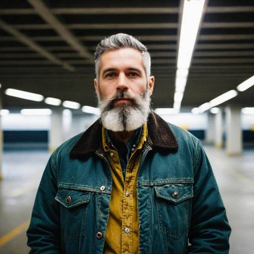 Mature Man with Gray Beard in Urban Parking Garage