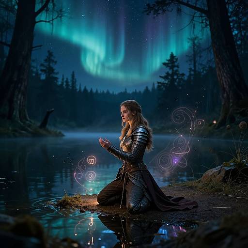 Moonlit Valkyrie by Serene Lake