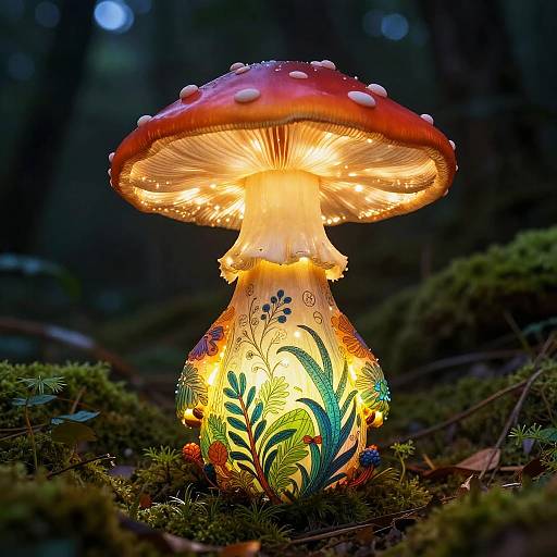 Glowing Mushroom Creature in Forest