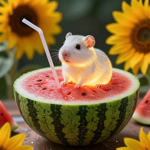 Luminous Rodent in Watermelon Glow