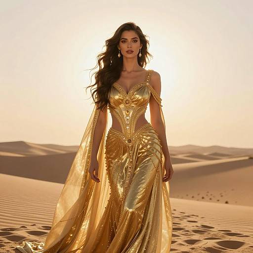 Majestic Woman in Golden Gown