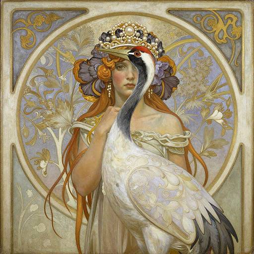 Art Nouveau Crane with Pearl Tiara