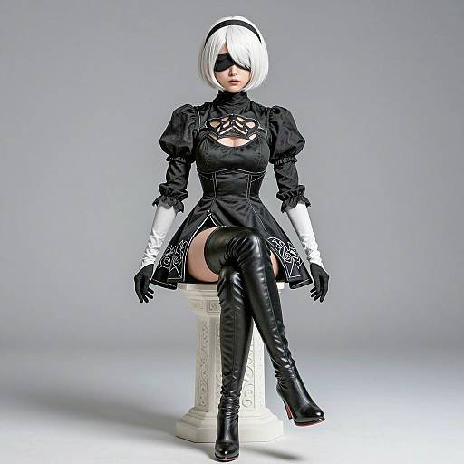 Elegant CGI of 2B from Nier: Automata