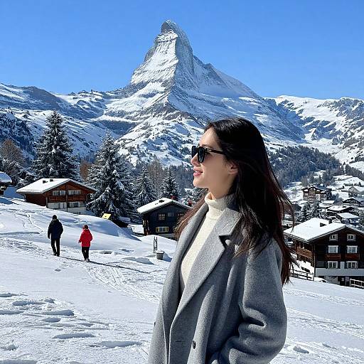 Smiling Woman Gazing at Matterhorn