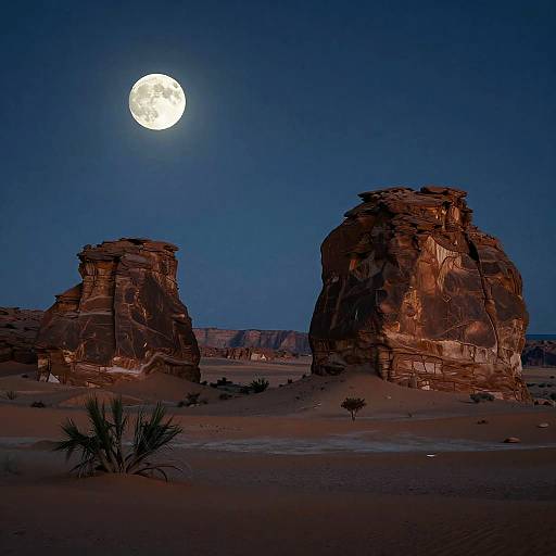Moonlit Desert Rock Formations Wallpaper