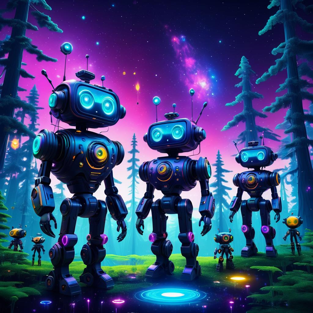 Cosmic Cyberpunk Robots in Wonderland