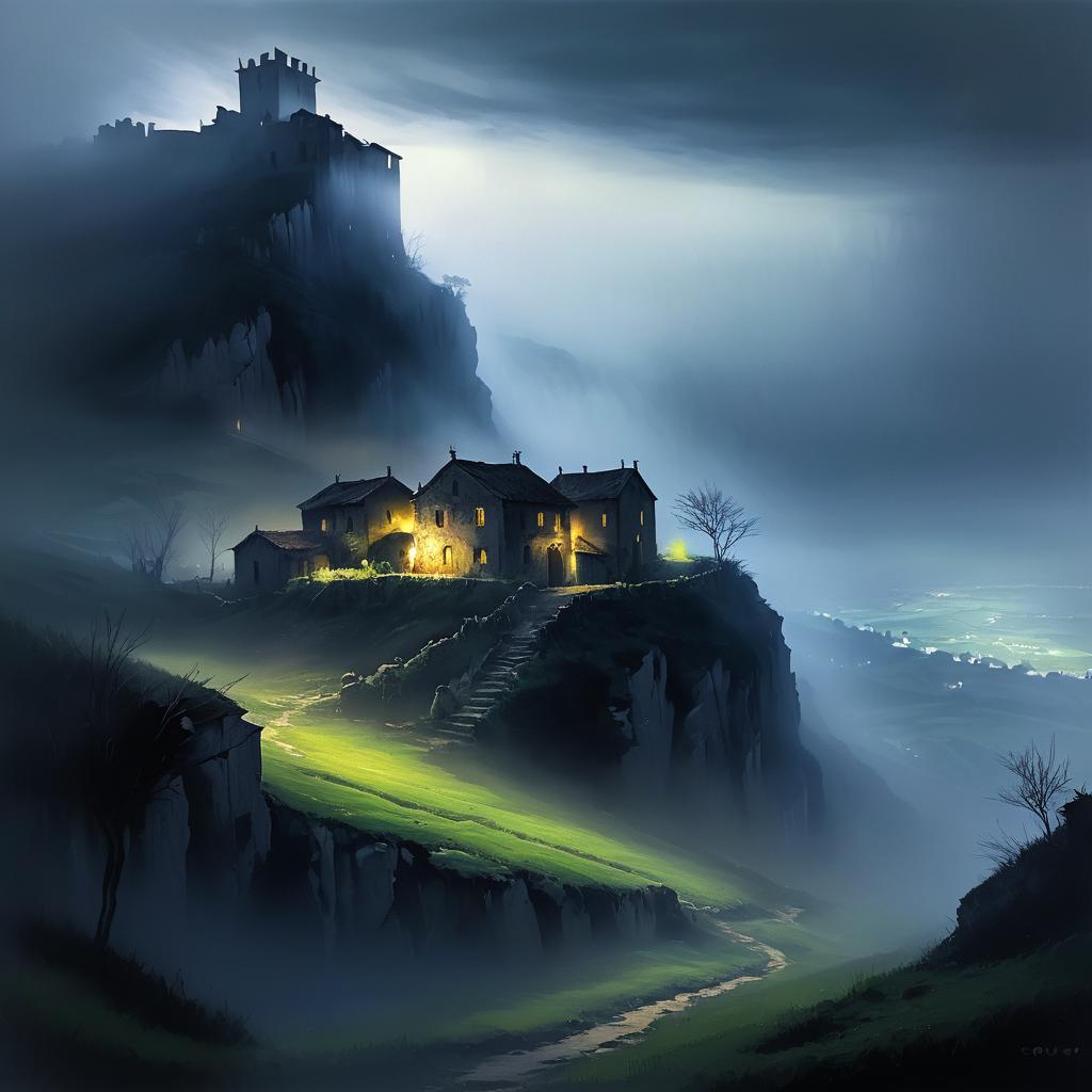 Mysterious Abandoned Village in Mist