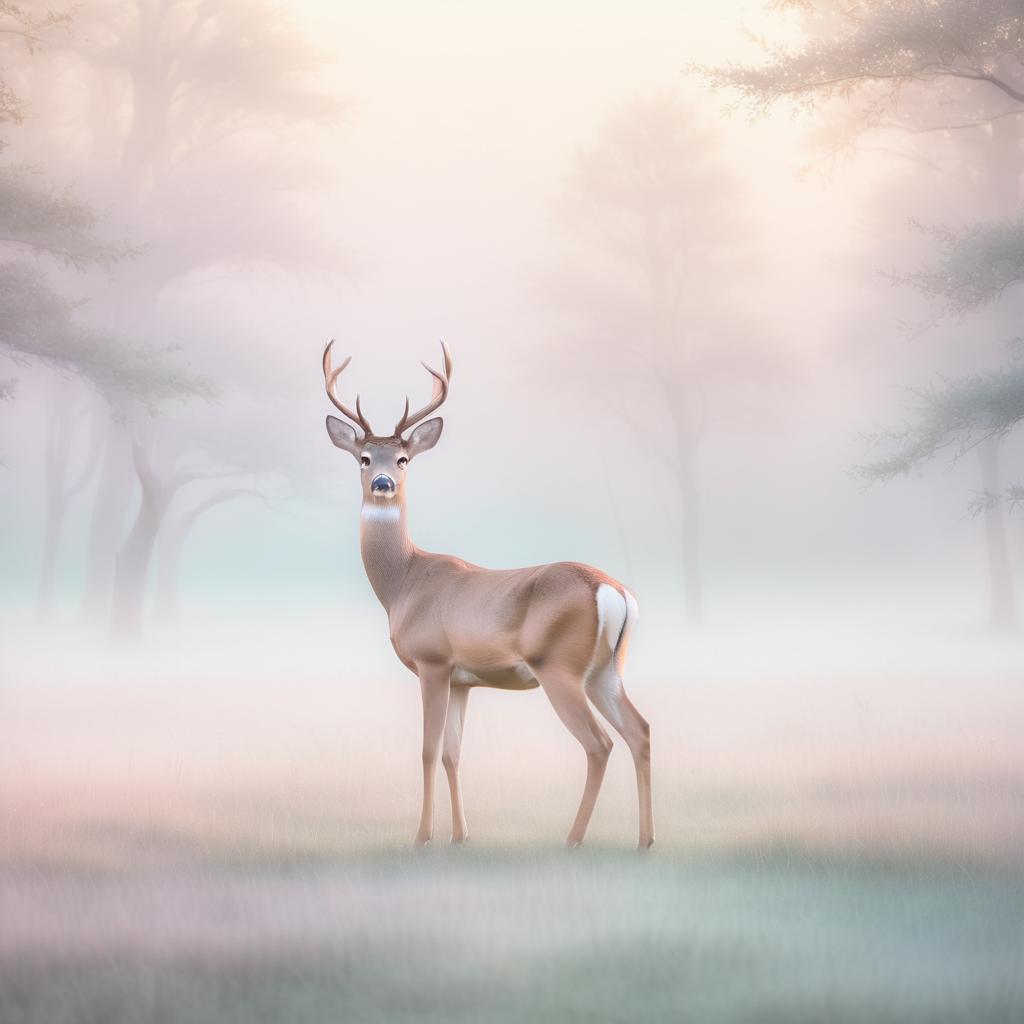 Misty Dawn Deer in Pastel Dream