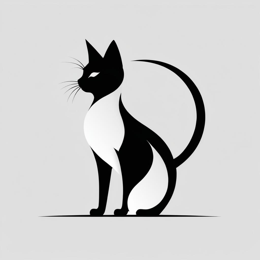 Minimalist Black and White Cat Logo Design