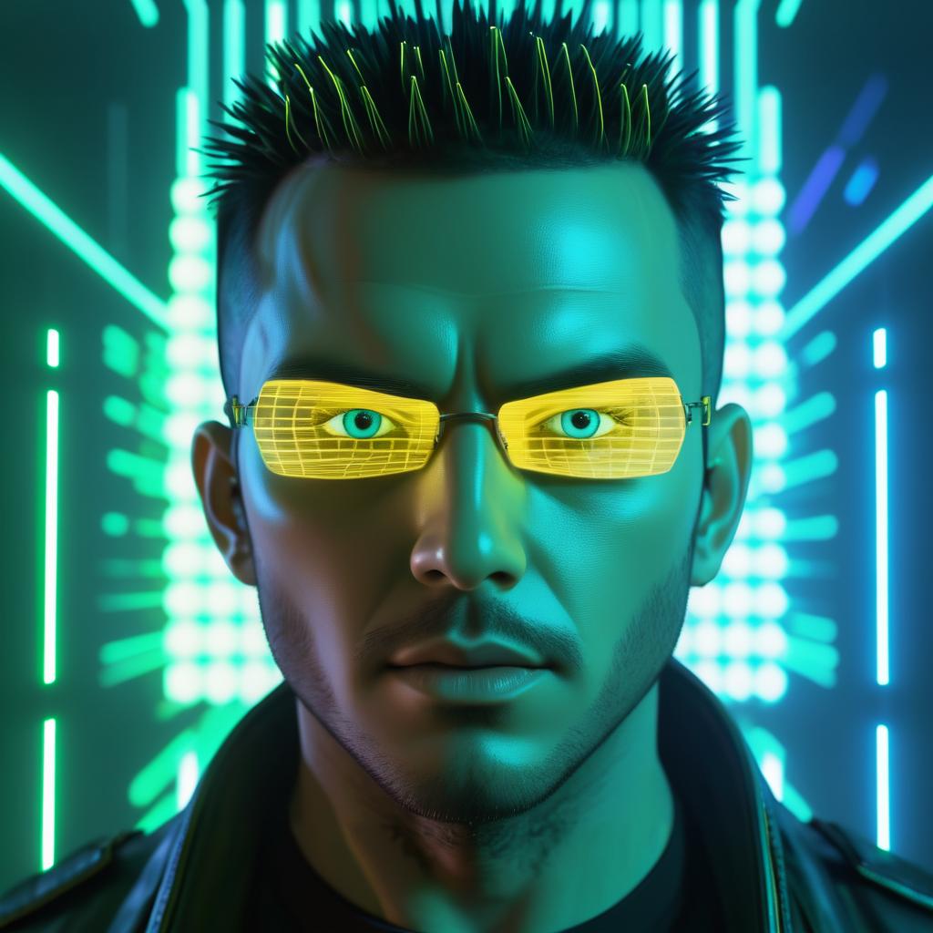 Distorted Cyberpunk Hacker Portrait Art