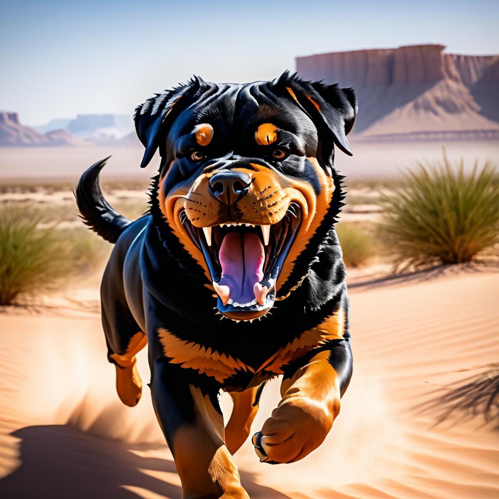 Intense Close-Up of Angry Rottweiler