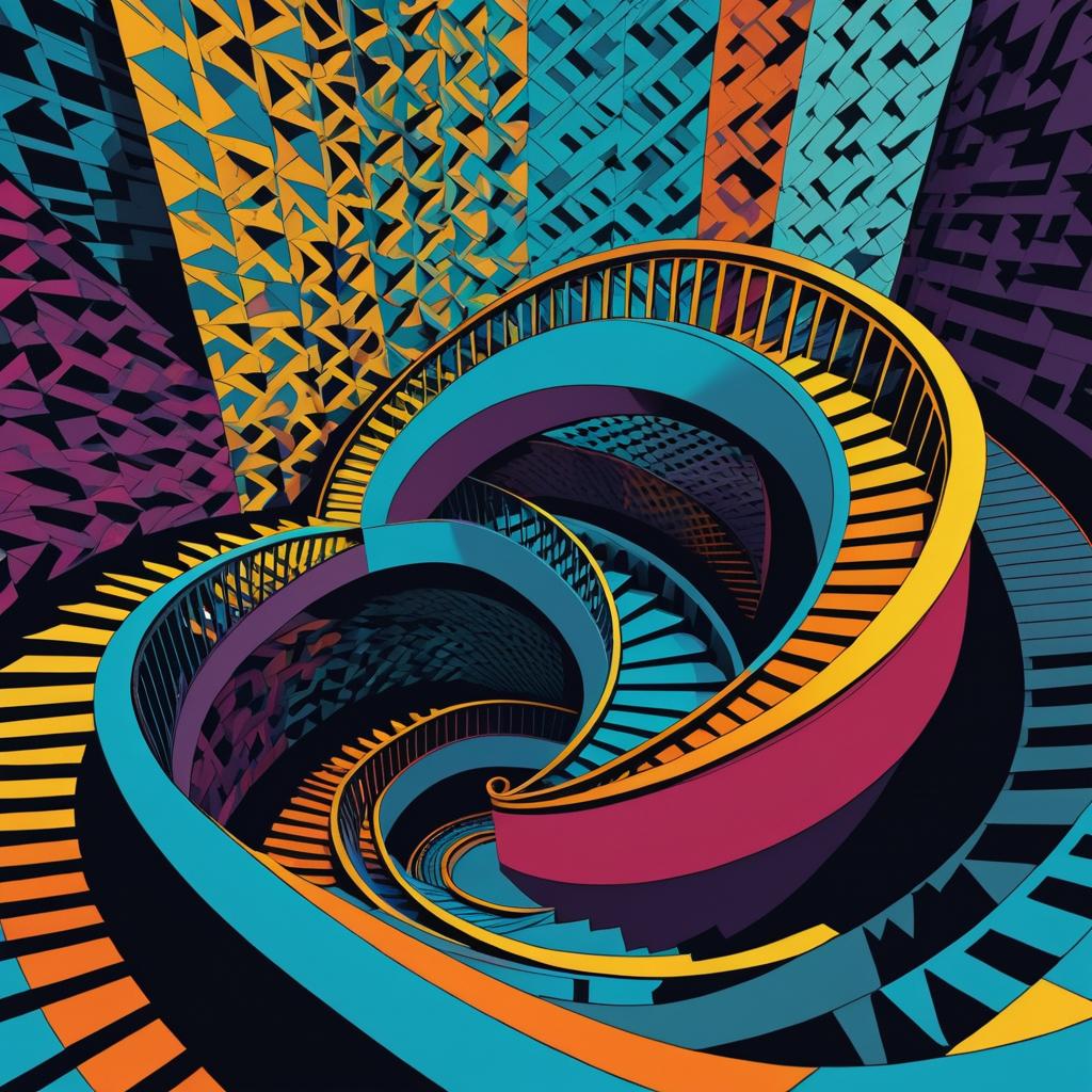 Spiraling Staircases in Escher Style