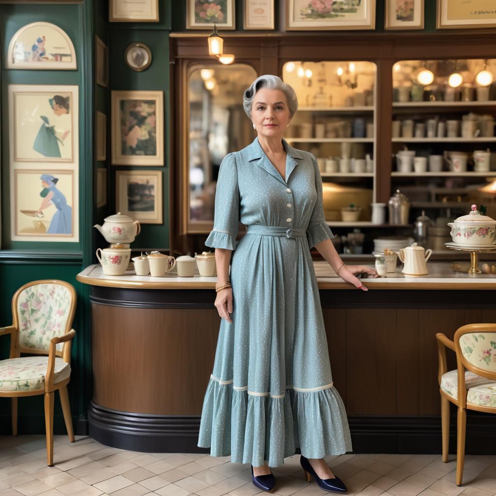 Elegant Vintage Woman in Quaint Café