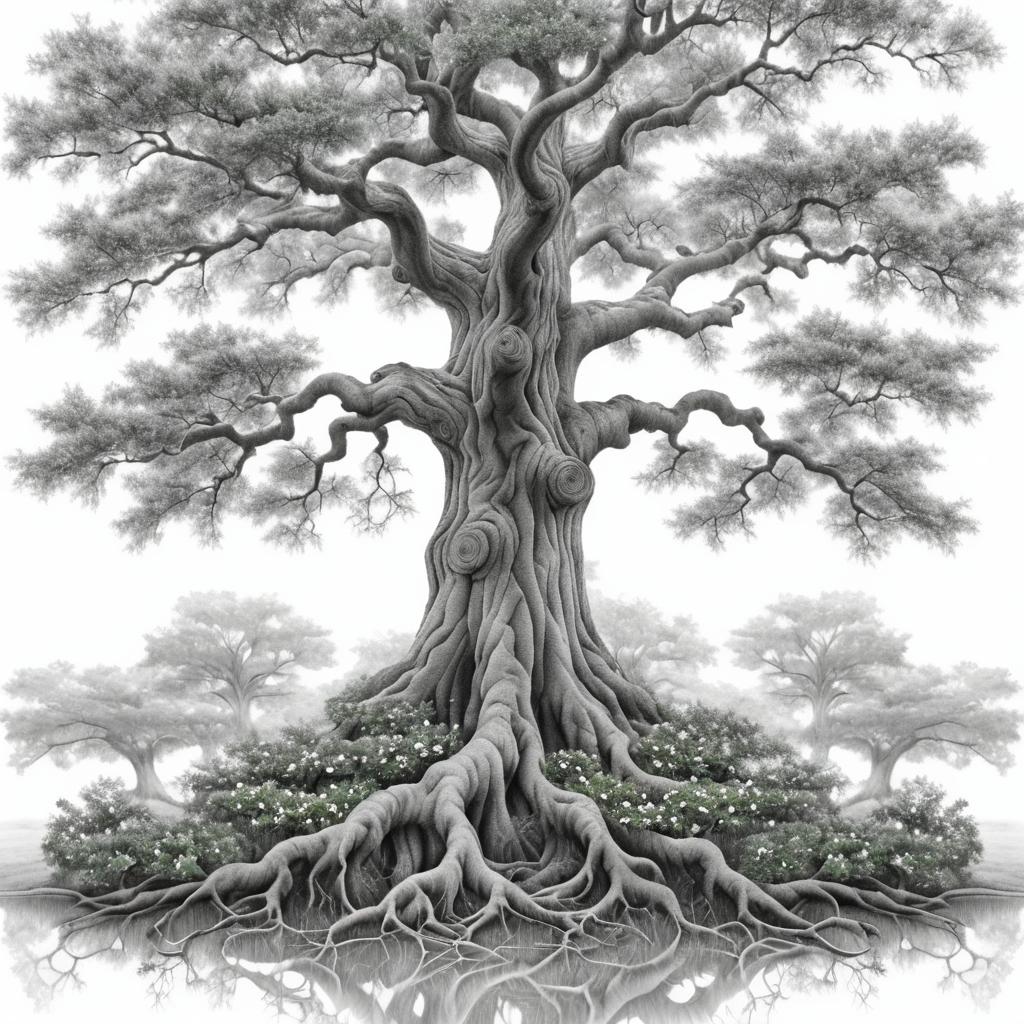 Realistic Pencil Sketch of Majestic Oak Tree