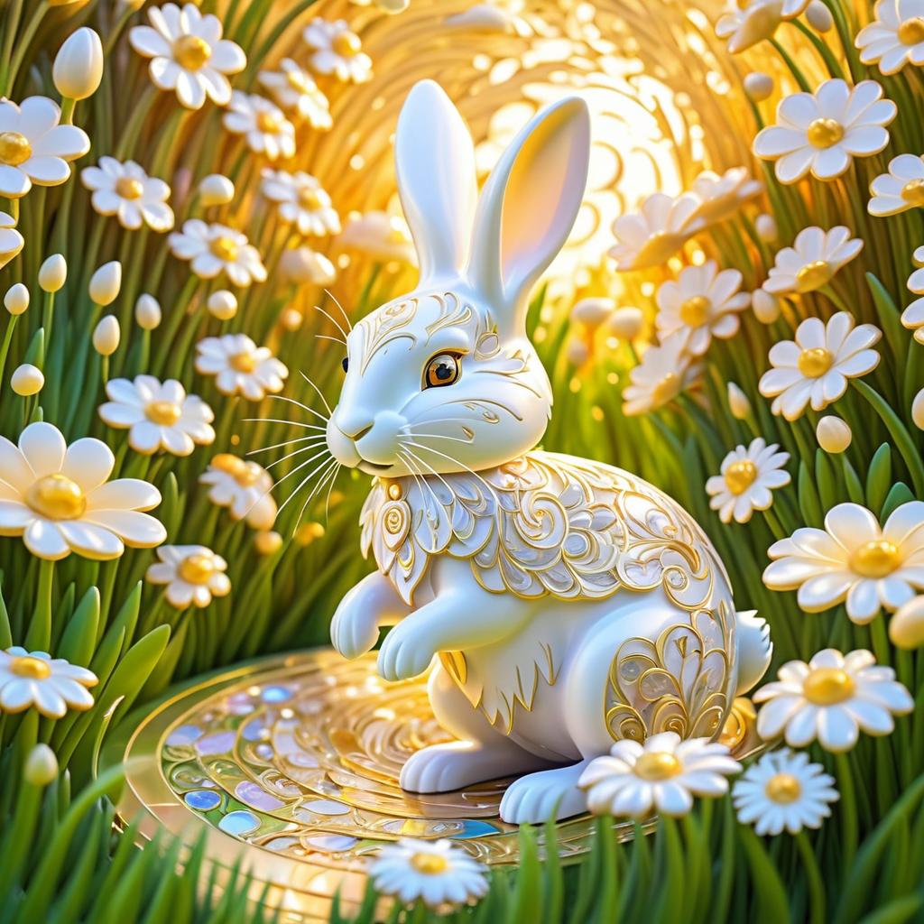 Charming Rabbit in Floral Wonderland