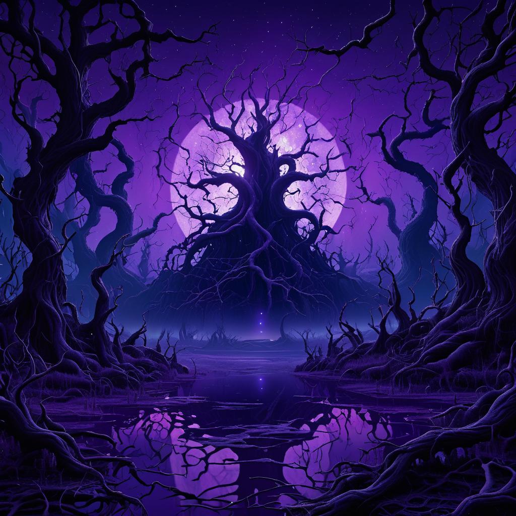 Eldritch Swamp Under a Purple Sky