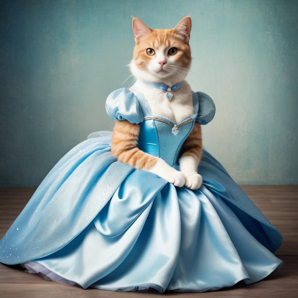 Whimsical Cat as Cinderella Portrait