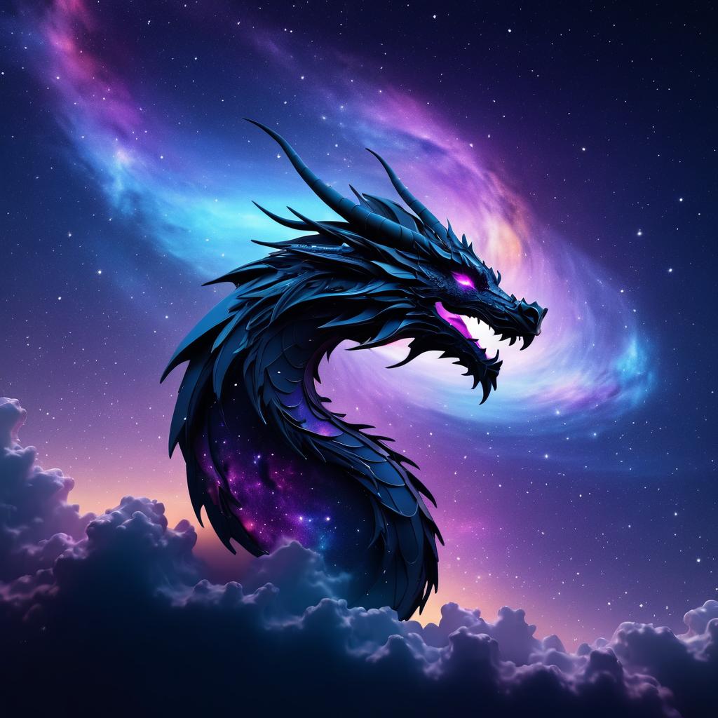 Cosmic Dragon Silhouette in 8K HD