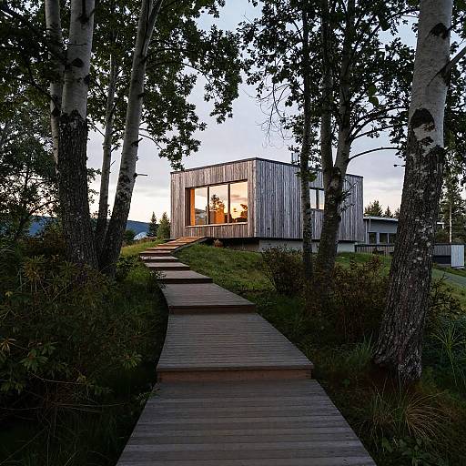 Wooden Path to Modern Nordic House