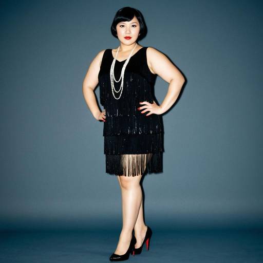 Plus Size Flapper Woman in Black Dress