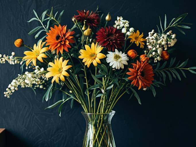 Vibrant Fall Floral Wallpaper Design