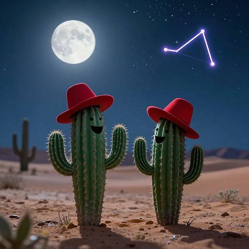 Surreal Desert Cacti Companionship