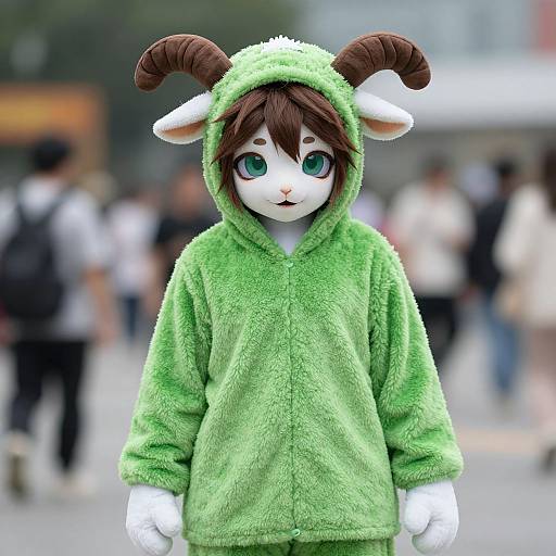 Realistic Green Sheep Kigurumi Cosplay