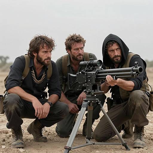 Three Warriors with a Powerful Machine Gun