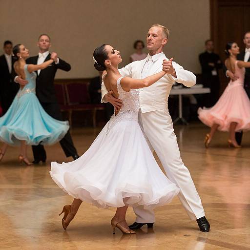 Elegant Ballroom Dance Under Warm Lights