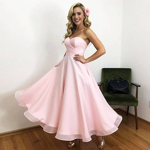 Blonde Woman in Pink Ball Gown