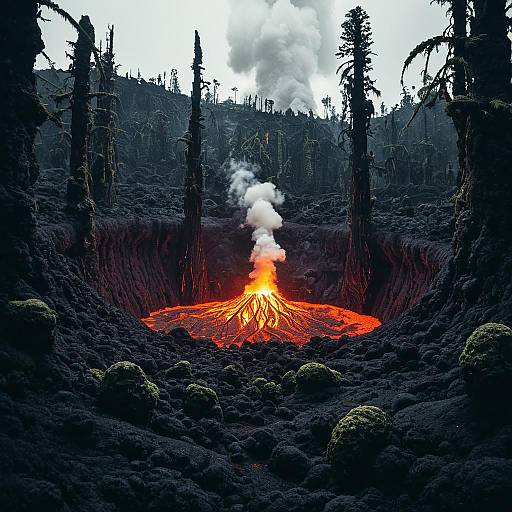 Lava World Floating Forest with Volcanic Eruption