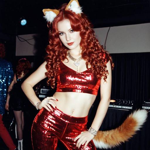 Woman in Foxy Lady Disco Costume