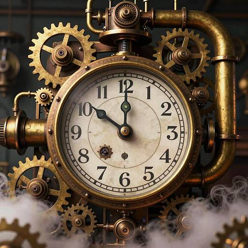 Steampunk Mechanical Clock with Number 75