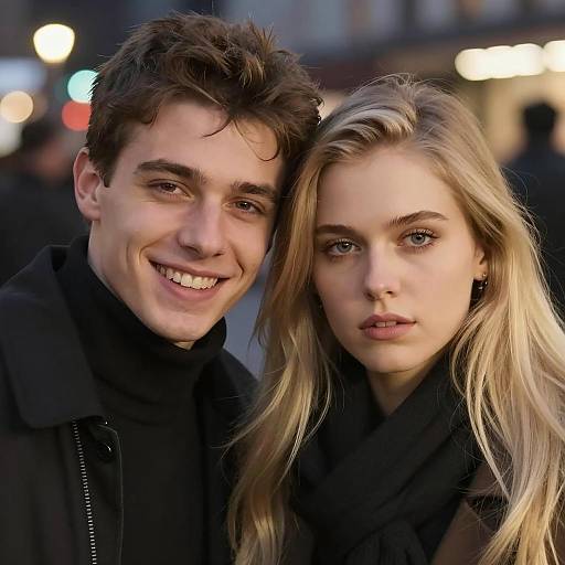 Young Couple in City Evening