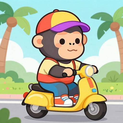 Colorful Gorilla Riding Yellow Scooter