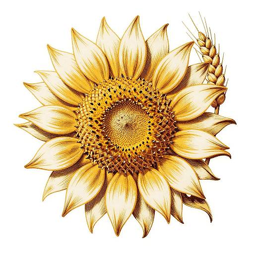 Art Nouveau Collagraph Sunflower Print