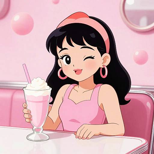Retro Diner Bimbo Peach Illustration