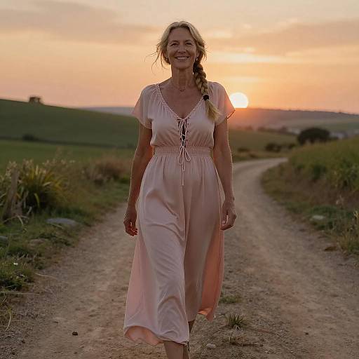 Confident Middle-Aged Woman at Sunset
