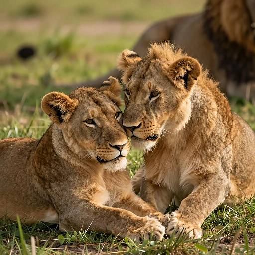 Intimate Moment Between Young Lions