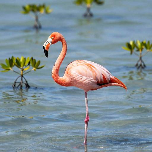 Graceful Flamingo in Coastal Lagoon