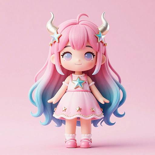 Charming Chibi Girl with Gradient Hair