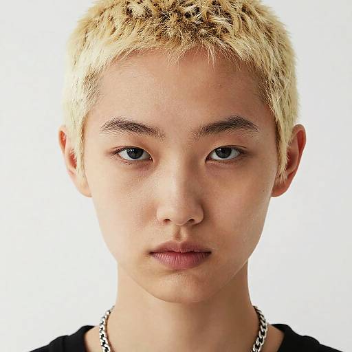 Platinum Blonde Buzz Cut Portrait