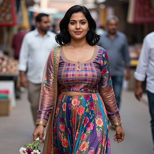 Natural Portrait of Woman in Jaipur Market